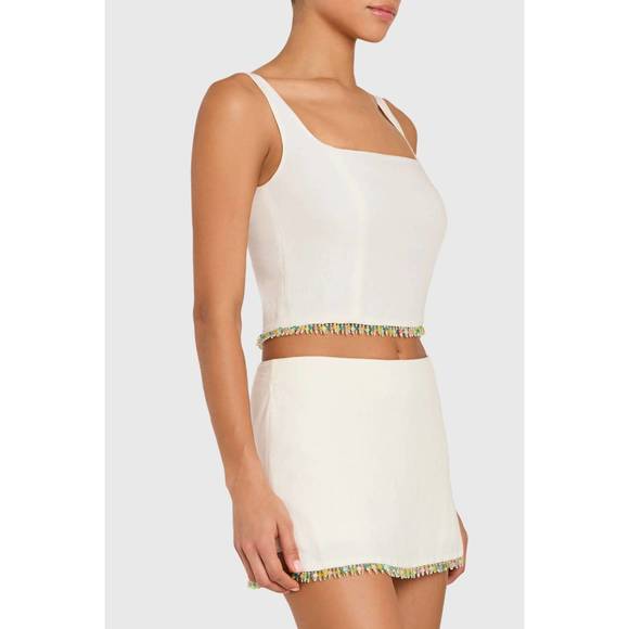 NEW AMANDA UPRICHARD jace square neck top in ivory - Picture 2 of 5